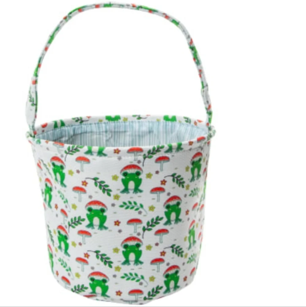 🐸🍄 Canvas Frog and Mushroom Basket with Handle 🍄🐸
